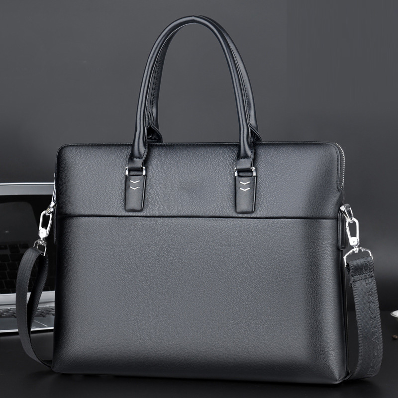 Maletín de cuero profesional para hombre, bolso de oficina para ordenador portátil de 14" con correa para el hombro, bolso mensajero de negocios impermeable