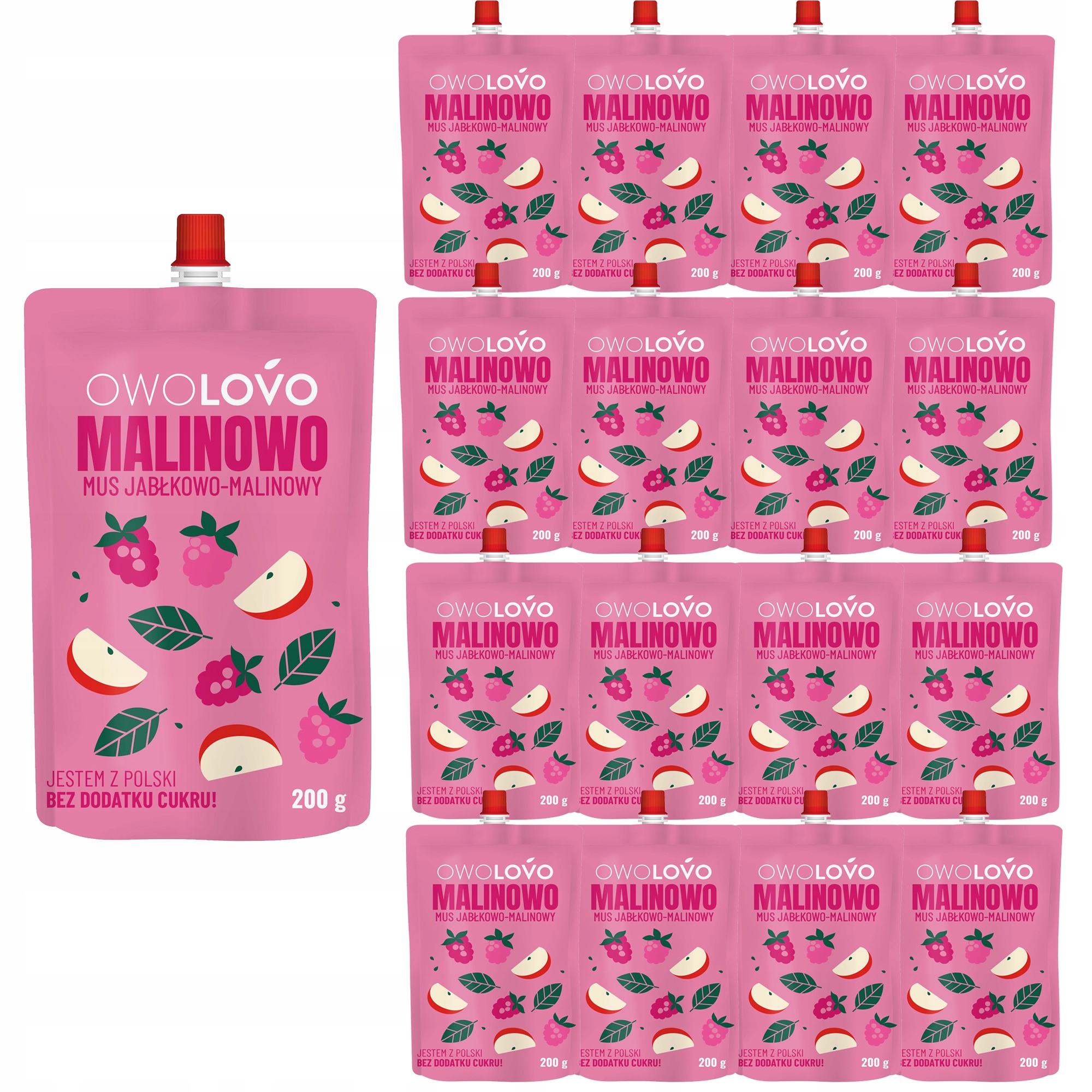 Owolovo Malinowo Mus jablkowo-malinowy 200 g x 16 sztuk