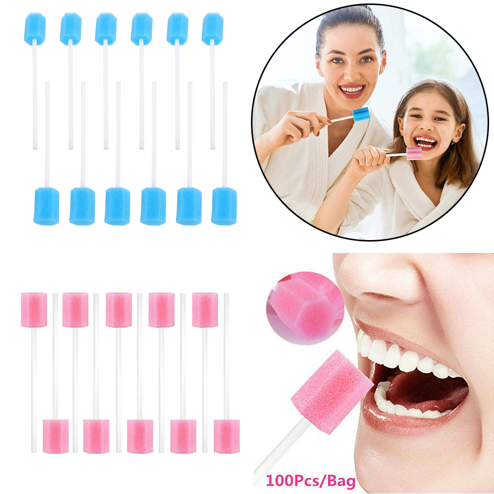 100pcs 13.5cm Disposable Oral Care Sponge Head Swab Tooth Cleaning Mouth Swabs With Stick Medical Dental Use Tool Wholesale