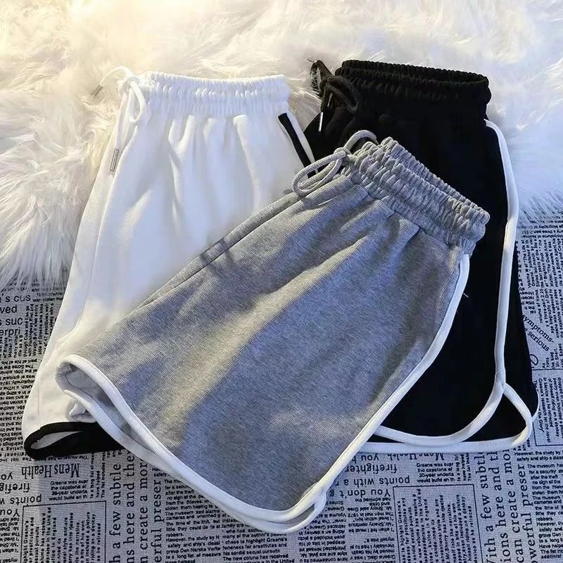 Short de sport rayé pour femmes, mode coréenne, Mini short décontracté, Simple, ample, jambes larges, nouvelle collection été