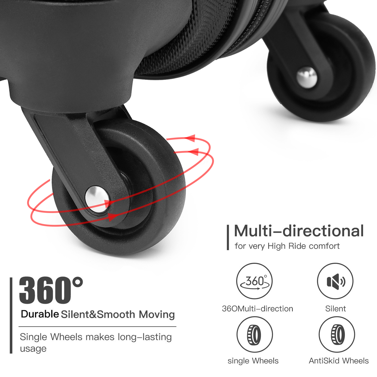 KONO Hardshell Case z 4 kółkami obrotowymi i zamkiem szyfrowym, lekka walizka, bagaż podręczny, 55/66/75 cm