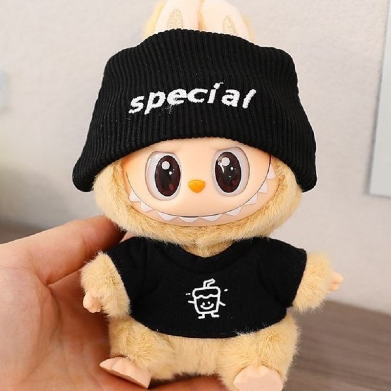 Para mini Labubu Labubu de 15cm y 17cm, conjunto de estilo fresco en blanco y negro con elegante bolso cruzado, accesorios de traje Labubu