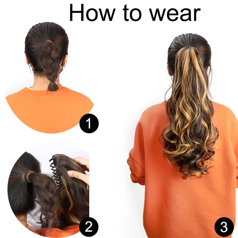 20 インチ合成ロングカーリーポニーテール耐熱爪クリップヘアエクステンションブラックブラウンヘアピース女性のための