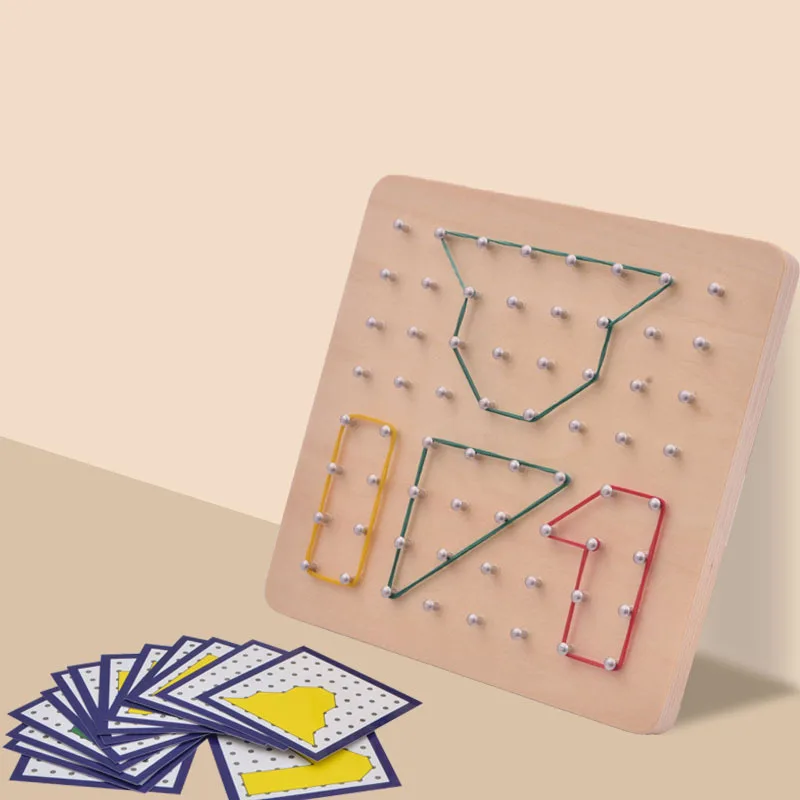 Puzzle géométrique en bois pour l'éducation précoce des enfants, jouet Montessori, planche à ongles, exploration des mathématiques créatives