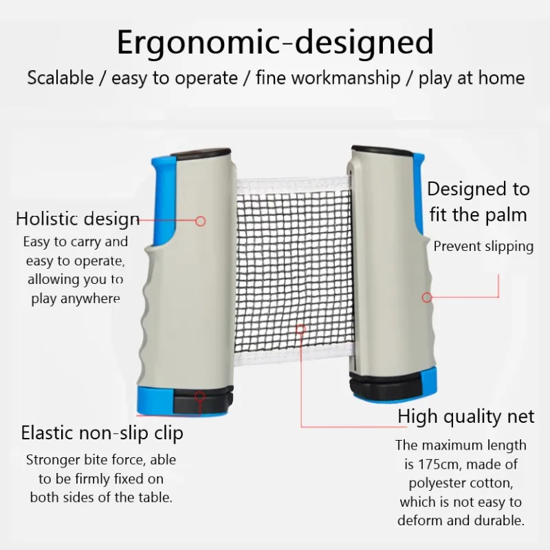 Rede de tênis de mesa portátil Ping Pong, terno escalável para qualquer mesa acessórios para exercícios, 170cm, 175cm