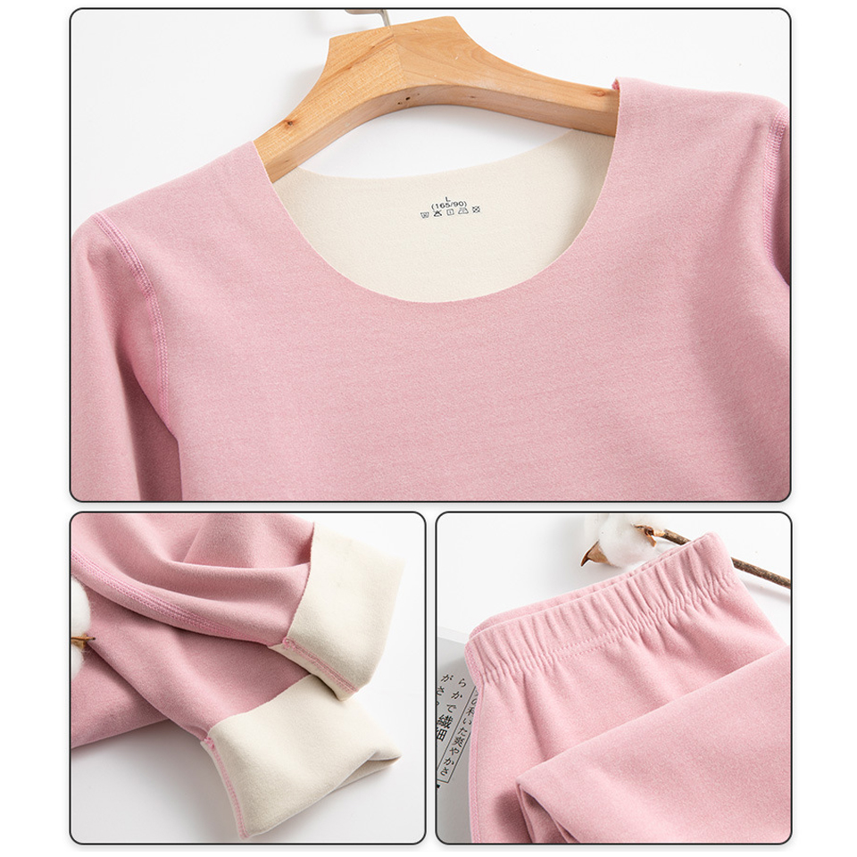Conjunto de ropa interior térmica para mujer, primera capa Base, Calzoncillos largos, camiseta interior con forro polar para invierno, ropa térmica para clima frío