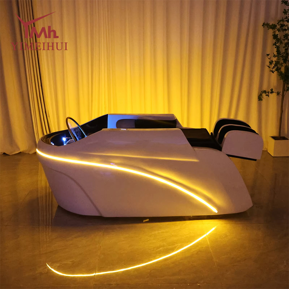 Salon Head Spa Shampoo Massage Bed Synthetic Leather Head Therapy Bed Automatic Massage Shampoo Chair Hair Spa Equipment