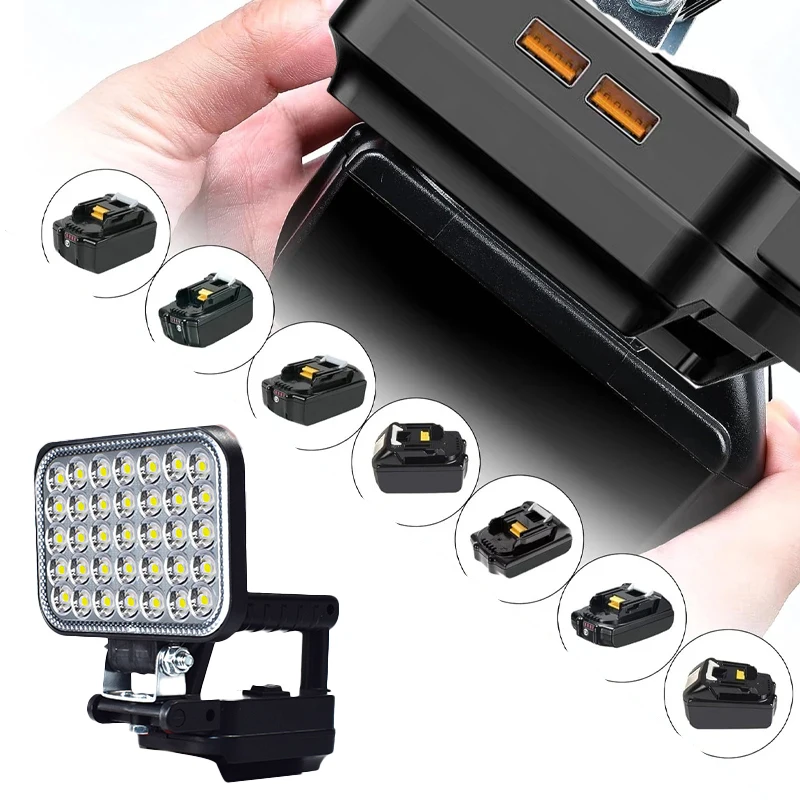 3/4/5/8 in Lithium Battery Working Light LED Floodlight Flashlight Suitable For Makita14.4-20V BL1830 BL1840 Carry Handles Lamp
