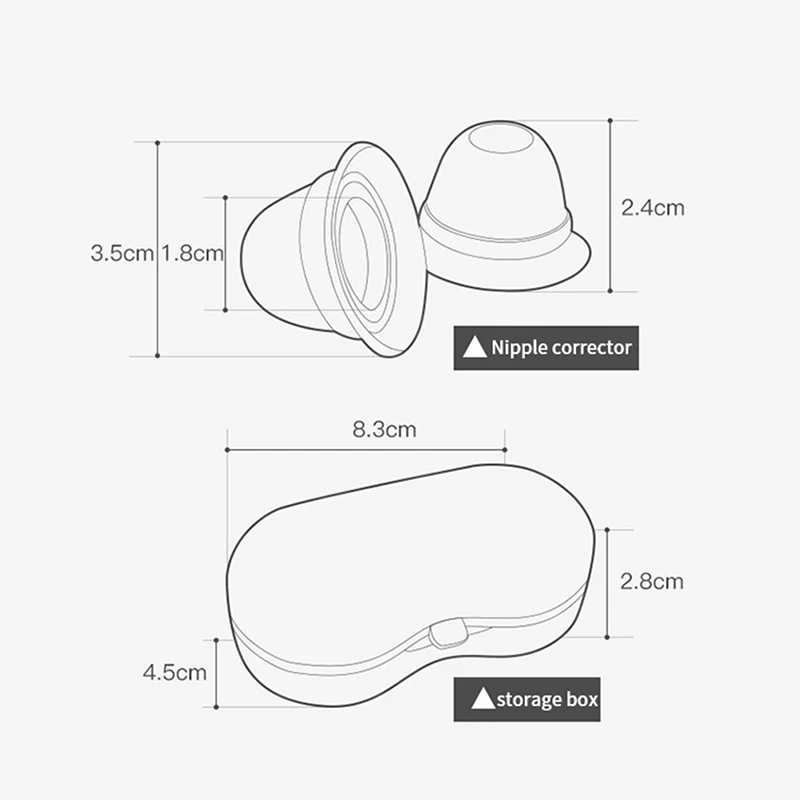 Corrector de Pezones invertidos planos para lactancia materna, 2 piezas, de silicona, con funda transparente
