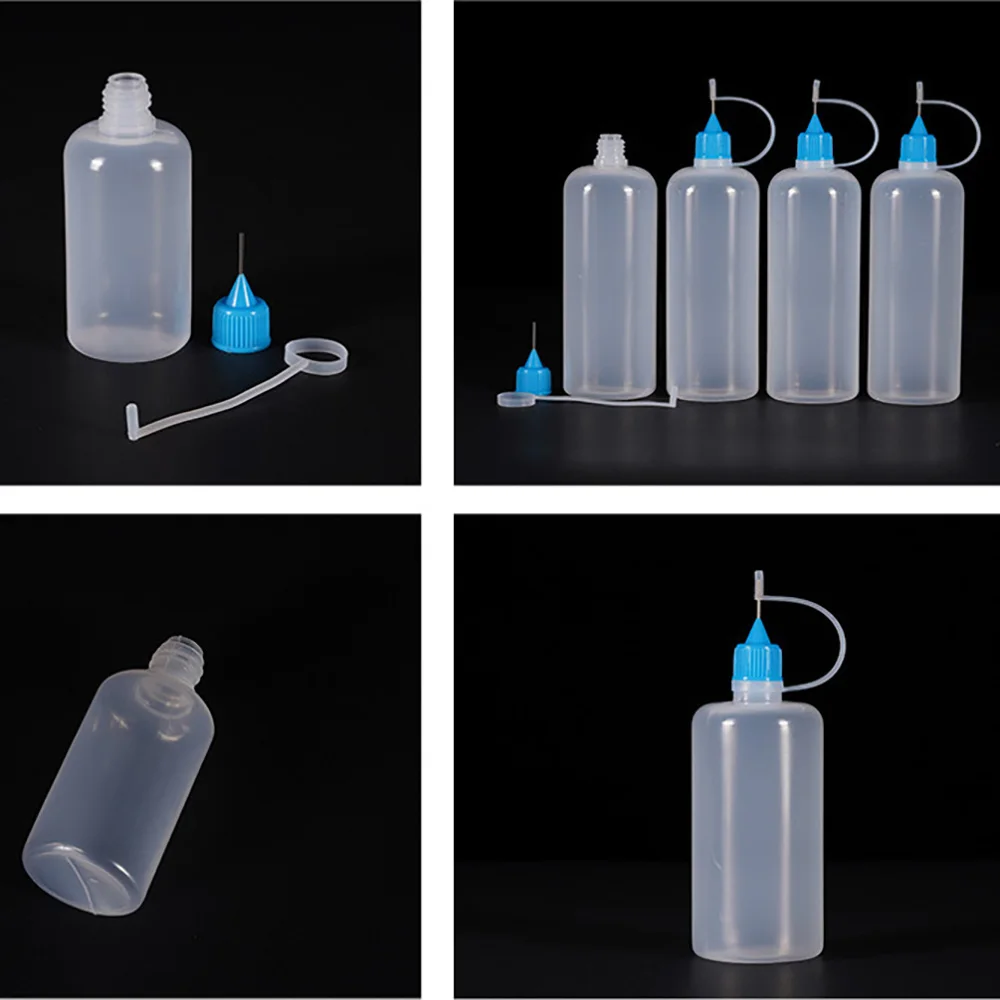 PE Plastic Squeezable Tip Applicator Bottle, 5-120ml Refillable Dropper with Needle Tip for Oil, Liquid, and Cosmetic Use