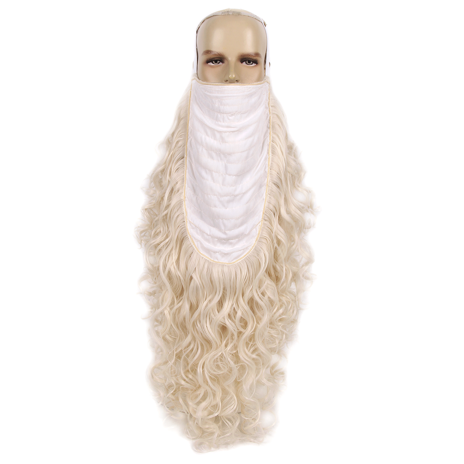 REEWES คริสต์มาส Santa Claus วิกผม + ชุดเคราคอสเพลย์อุปกรณ์เสริมสีบลอนด์วิกผมสังเคราะห์สําหรับชายฮาโลวีนชุดเครื่องแต่งกาย