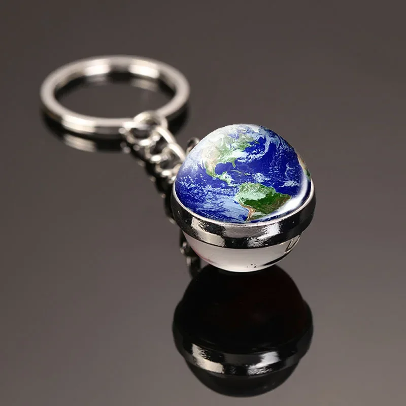 เรืองแสงใน Dark Multicolor Galaxy Galaxy พวงกุญแจจักรวาล Key Chain ด้านนอกดาราศาสตร์เครื่องประดับแก้วบอลพวงกุญแจ