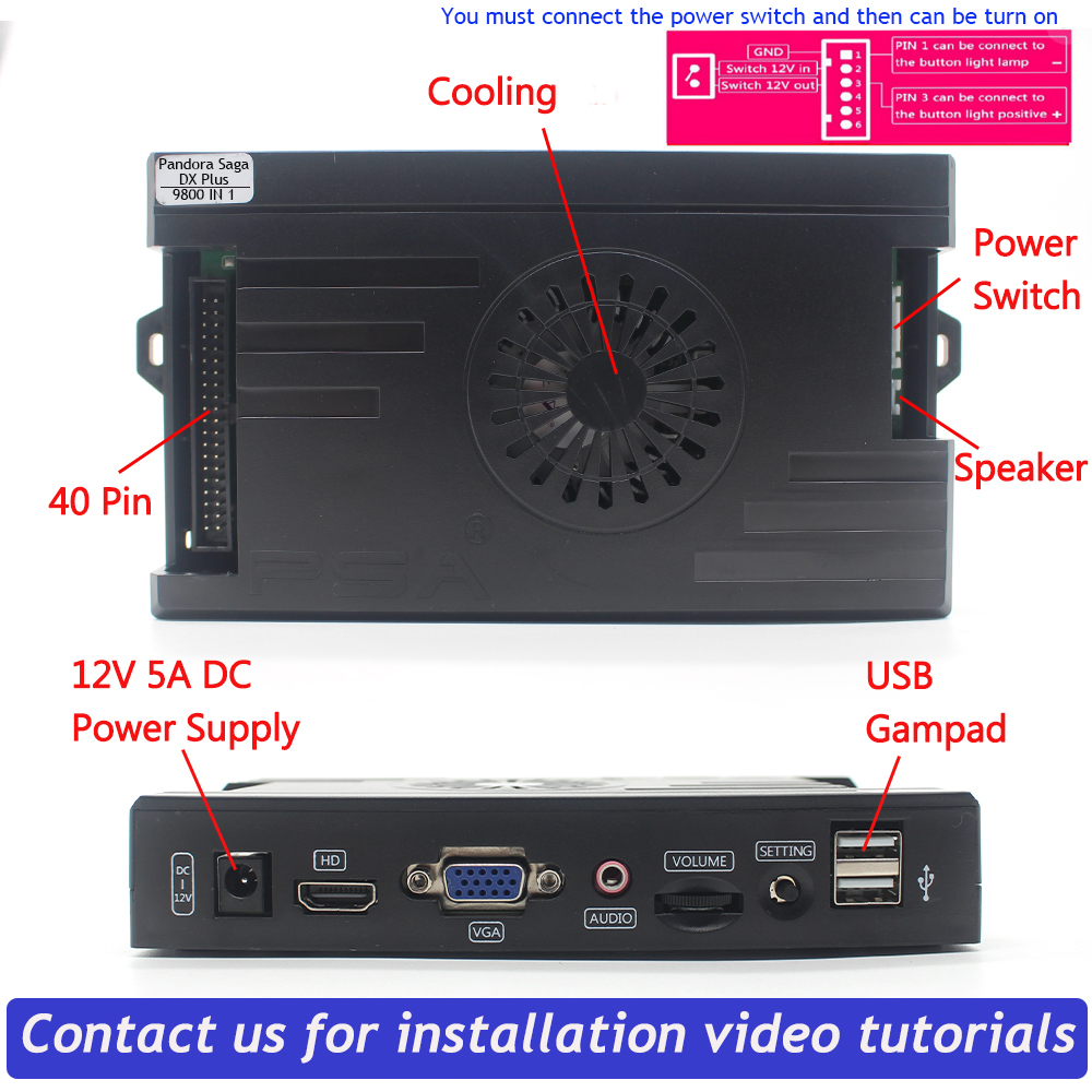 9800 In 1 Arcade Kit Pandora Box Cx LED Arcade Buttons Mame 5 Pin 8 Way Joystick Arcade Pandora Box Cx Kit 4 Players Pandora