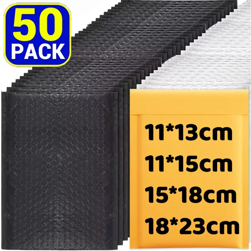 50/40/30/20/10PCS Kraft Bubble Mailers Envelopes de papel auto-vedantes Sacos de envio de espuma acolchoados à prova d'água para embalagem