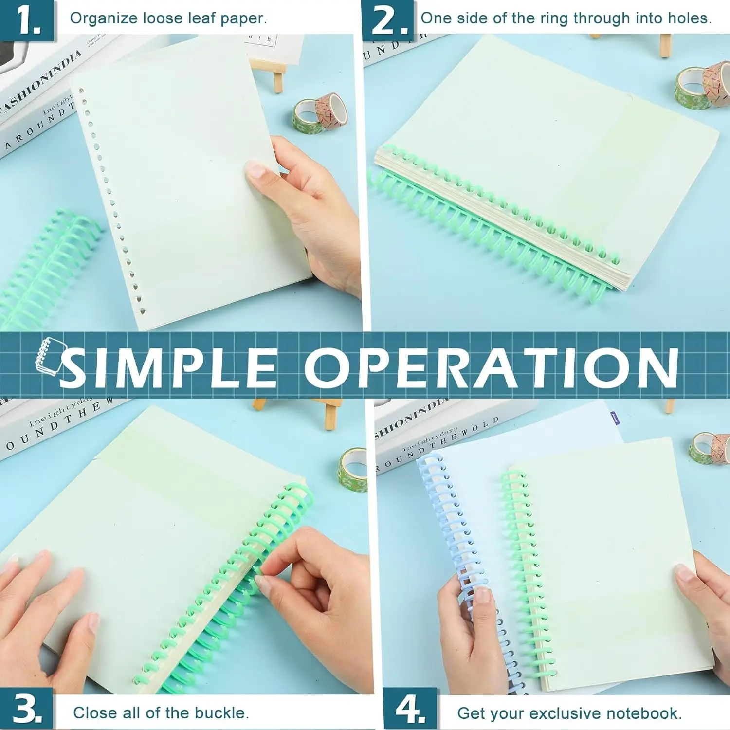 10PCS 30 Rings Comb Binding Spines Plastic Spiral Binding Coils for Business Document File Notebook File Making