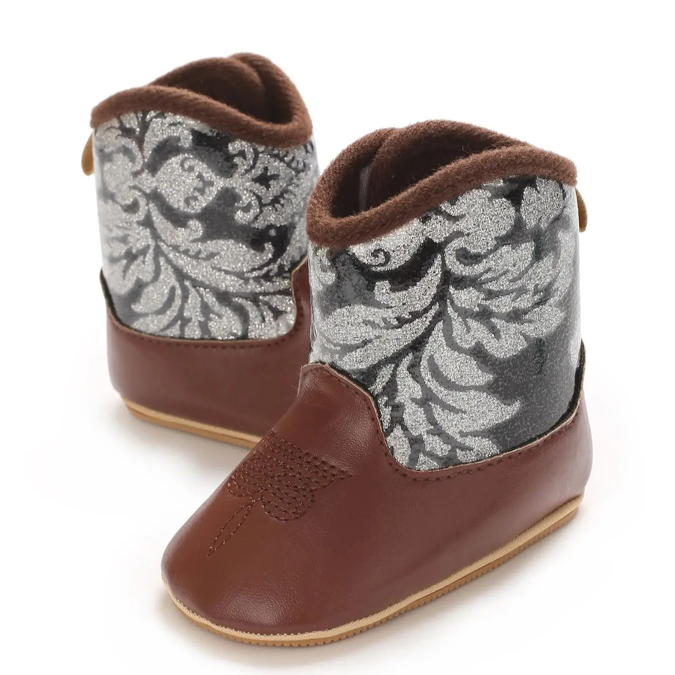 Botas de cowboy para bebês - estilo ocidental |   Sapatos de primeira caminhada com sola macia para recém-nascidos e pré-escolares