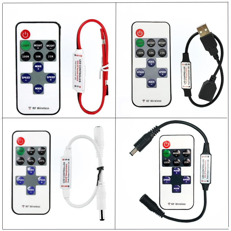 DC5-24V Mini 11Keys RF Wireless Led Remote Controller Led Dimmer Controller For Single Color Light Strip SMD5050/3528/5730/3014/