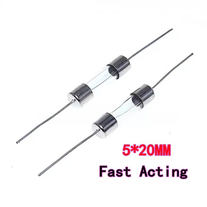 10 Stück flinke Glasrohrsicherungen, 5 x 20 mm, 250 V, 3,15 A, 4 A, 5 A, 6 A, 6,3 A, 7 A, 8 A, 10 A, 12 A, 15 A, axiale Blei-Keramiksicherung mit Leitungen, schnell wirkend