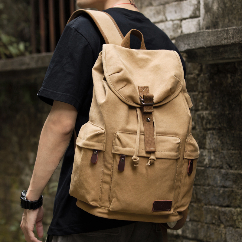Mochila MOYYI de lona Vintage para hombre, Mochila informal para ordenador portátil de gran capacidad de 15,6 pulgadas para viajes de viajero, Mochila Unsex duradera de primera calidad