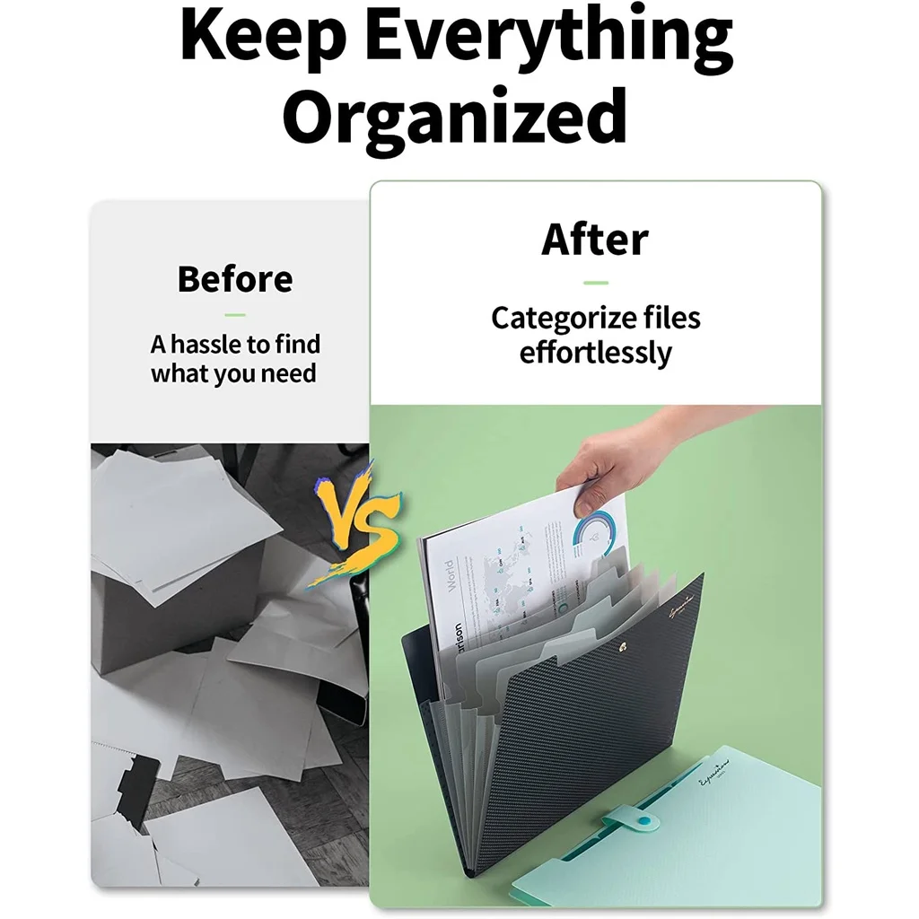 Expanding File Folder,5 Pocket Folders for Documents,Portable Paper Organizer for School Office Supplies,A4 Size