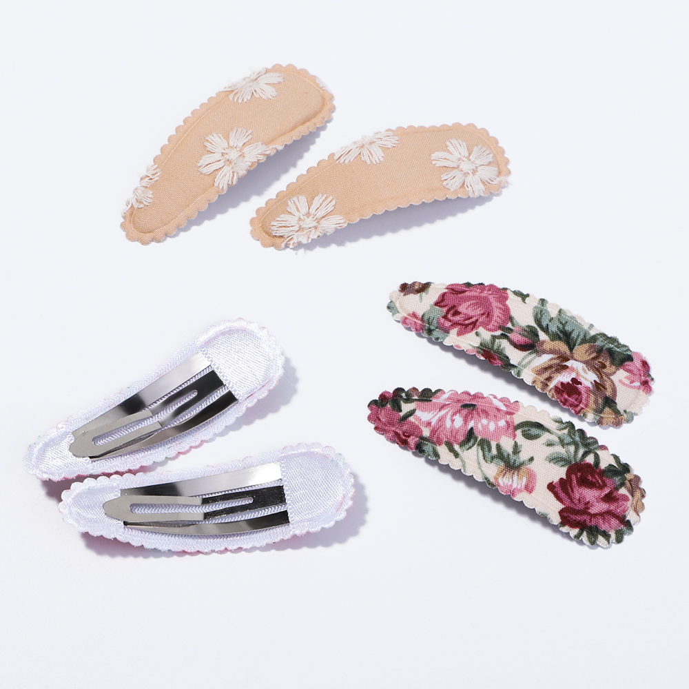 10 ชิ้น/เซ็ต 2.2 ''พิมพ์เย็บปักถักร้อย Waterdrop รูปร่างคลิปผมสําหรับสาวน่ารัก BB Hairpin Barrettes Headwear เด็กอุปกรณ์เสริมผม