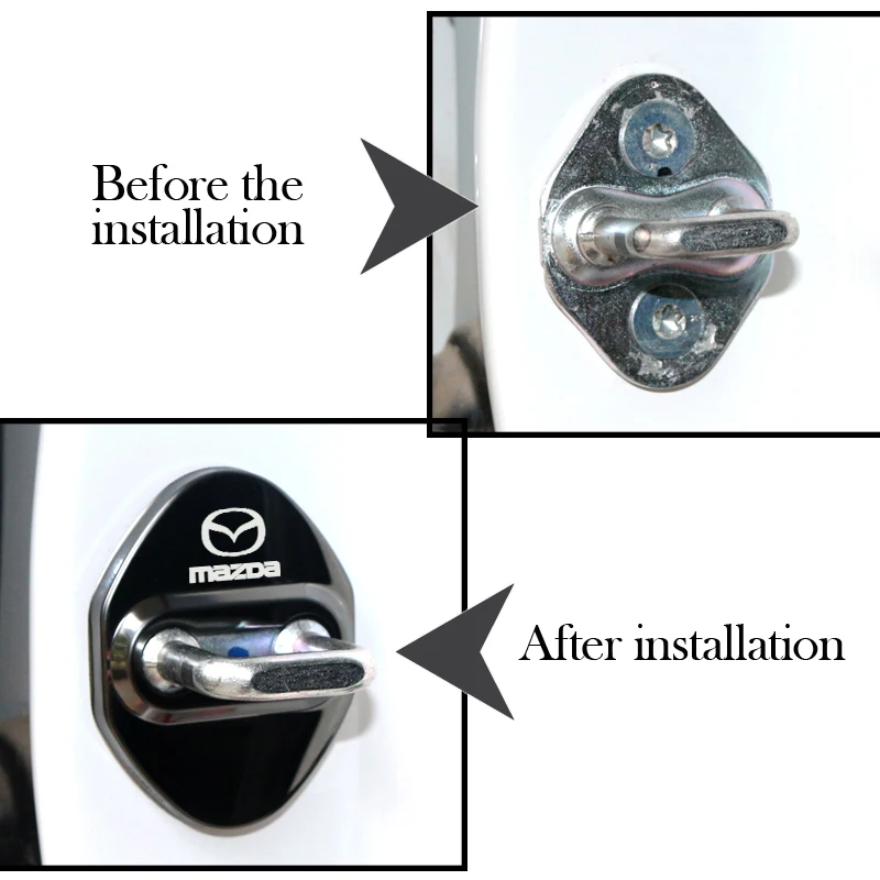 4 sztuki naklejek na automatyczną blokadę drzwi do Mazda 2 Mazda 3 M6 M3 Speed Ms CX-3 CX-5 Akcesoria