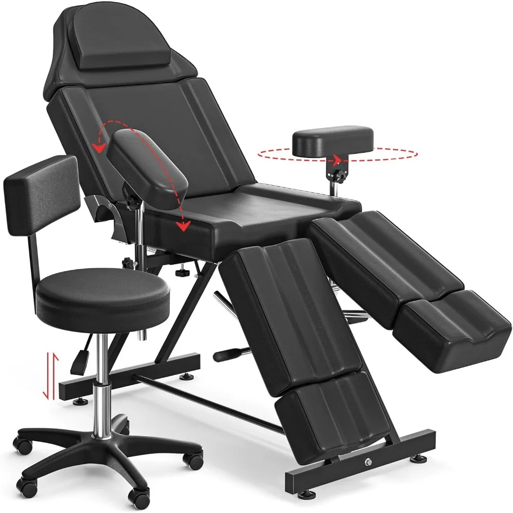 Tattoo Chairs for Client Facial Bed Adjustable Esthetician Bed Professional Multi-use Massage Table Spa Chairs Hold Up to 440lbs