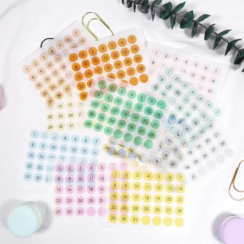 12sheets Calendar Stickers Number Date Index Sticker Annual Planner 365 Days Stickers Korean Stationery Journal Accessories