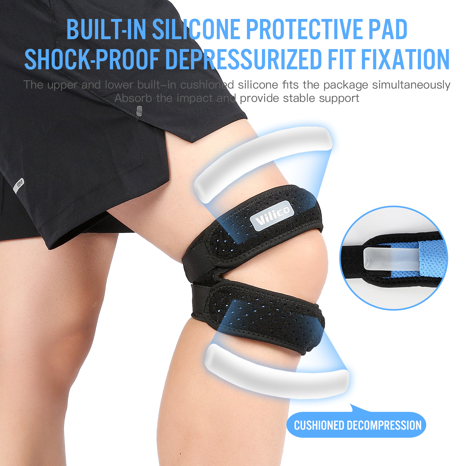 1/2Piece Patellar Tendon Support Strap Adjustable Knee Strap for Exercise Running Fitness Compression Knee Support