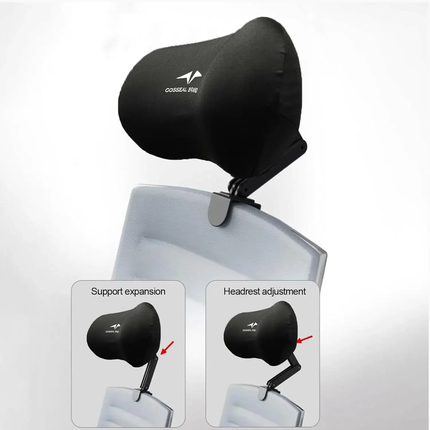 For Ergonomic Office Chair Headrest Attachment Universal, Sponge Head Pillow Adjustable Height & Angle, Upholstered Headrest GZ