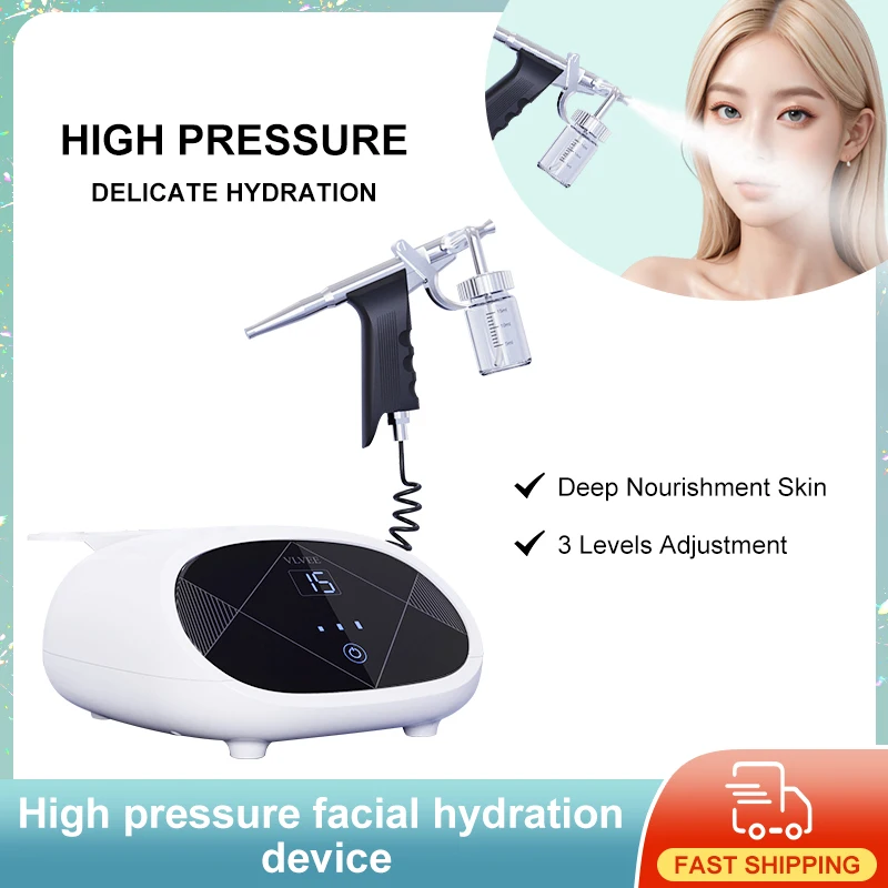 VLVEE Professional Face Hydration อุปกรณ์ 3 Gears ปรับแรงดันสูง ให้ความชุ่มชื้นแก่ผิว เดสก์ท็อปมือถือสเปรย์ปืน HomeUse