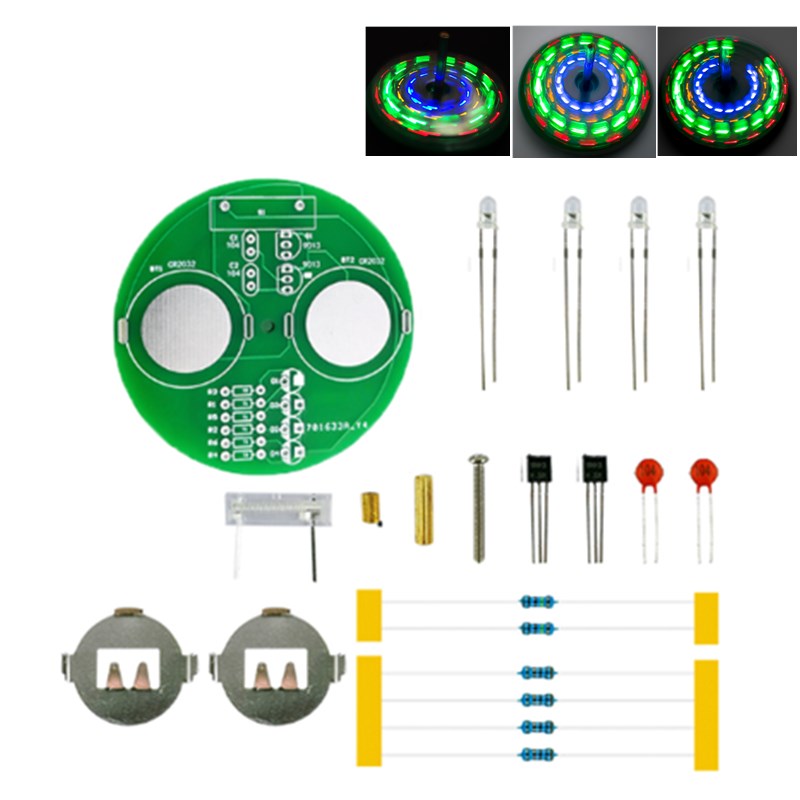 PLR Diy Kit Eletrônico LED Giroscópio Sem Soldagem Lanterna Rotativa Componentes Inline Projeto Sodering (sem Bateria)