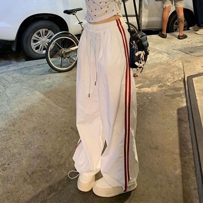 Summer 2024 American High Street Retro Versatile Casual Pants Loose Sports Wide Leg Trousers for Men And Women