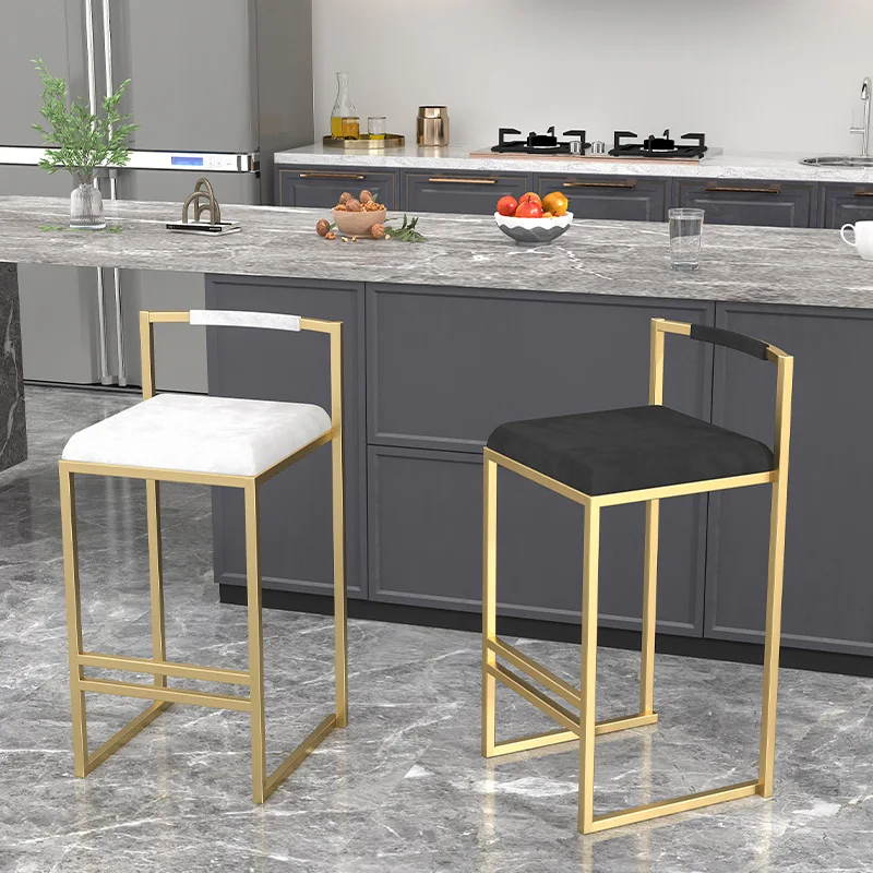 Moderne Stoff-Barstühle für Küchenmöbel, Eisen, hoher Hocker, nordischer Luxus, kreativer Samt-Thekenstuhl