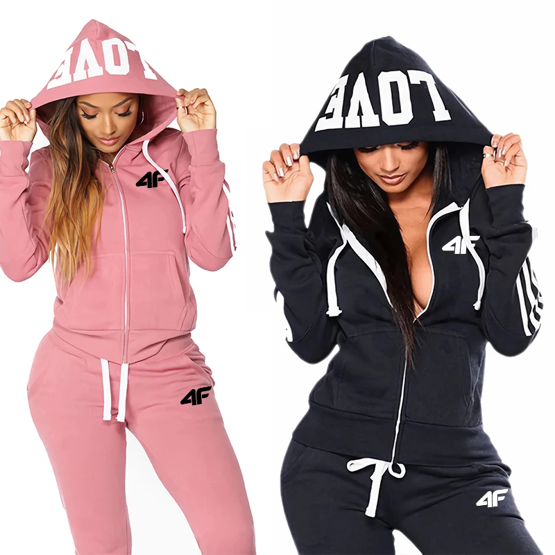 Damskie dresy Bluzy z kapturem Spodnie dresowe Całoroczna codzienna kurtka sportowa Odzież sportowa Damskie Outdoor Casual Seksowne stroje z zamkiem błyskawicznym