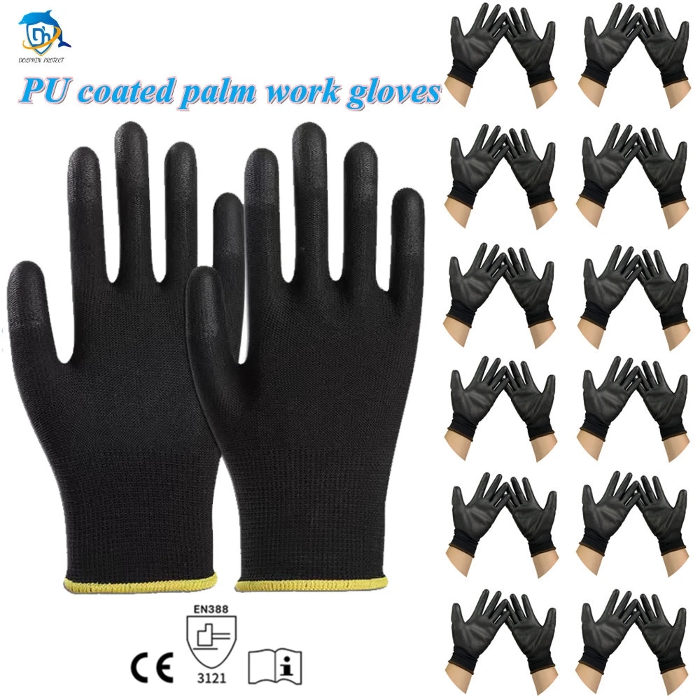 10-50 pares de guantes de nailon PU, guantes de trabajo de seguridad, guantes especiales de reparación, guantes recubiertos de palma, suministros para trabajadores de reparación de carpintero