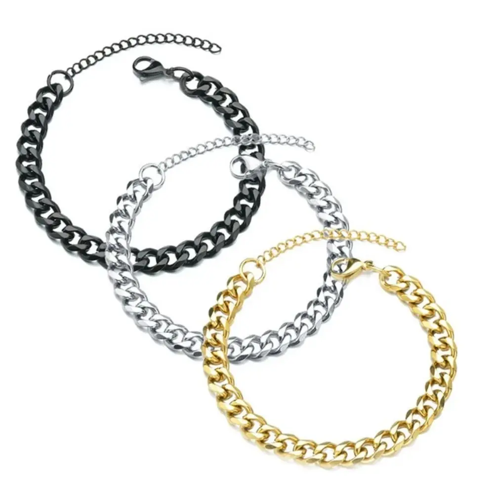 ใหม่อินเทรนด์ Cuban CHAIN สร้อยข้อมือผู้ชายคลาสสิกสแตนเลส 3 5 ความกว้าง 7 มม.สร้อยข้อมือสําหรับผู้ชายผู้หญิงเครื่องประดับของขวัญ PARTY