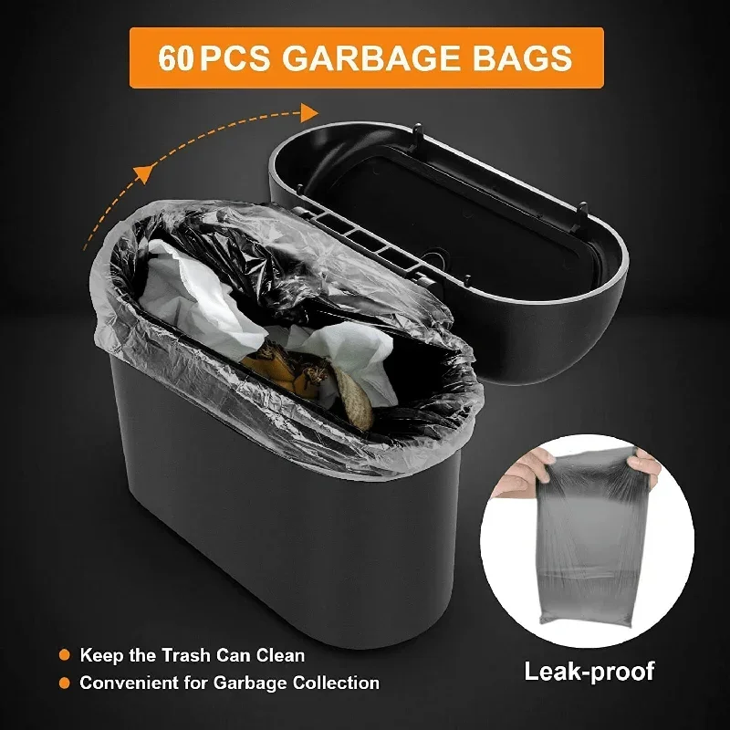Contenedor de basura montado en el coche, contenedor de almacenamiento montado lateral con tapa, mini bolsa de almacenamiento, caja de almacenamiento multiusos para respaldo de asiento de coche