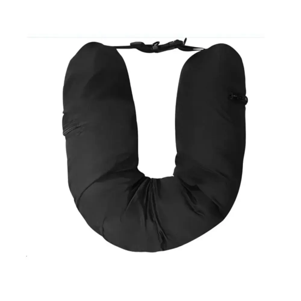 Almohada de viaje rellenable para el cuello con ropa, funda de almohada de almacenamiento, tela de Lycra, impermeable, bolsa de viaje portátil