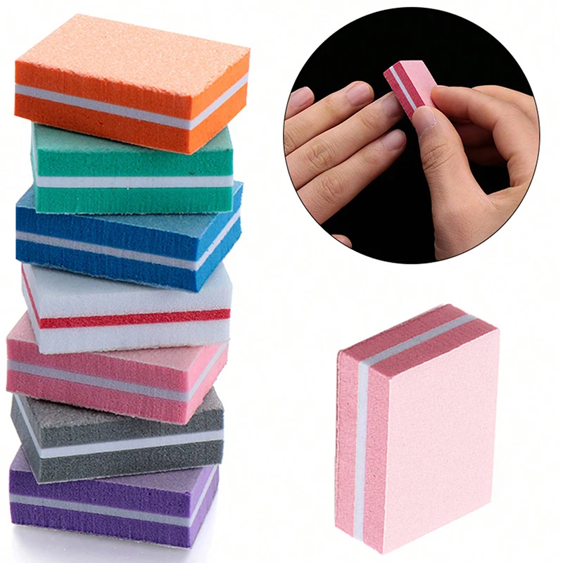 50 Uds. Mini lima profesional para decoración de uñas 100/180 papel de lija puntas de manicura archivo de cuidado lijado accesorios de pulido herramientas