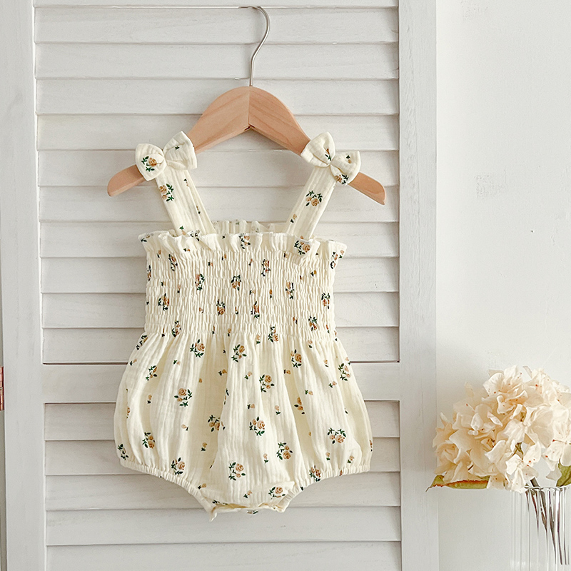Sommer Outfit Kinder Baby Kleidung Baumwolle Ärmellose Strampler Neugeborene Mädchen Kleidung Kleinkinder Blume Bogen Kinder einteiliges Bodys
