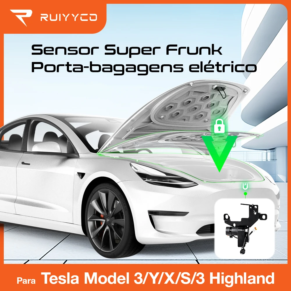 Ruiyyco Fechamento suave do Frunk para Tesla Model 3 Y S X 2021-2024: Capa dianteira do porta-malas com fechamento automático elétrico por sucção e fechadura automática