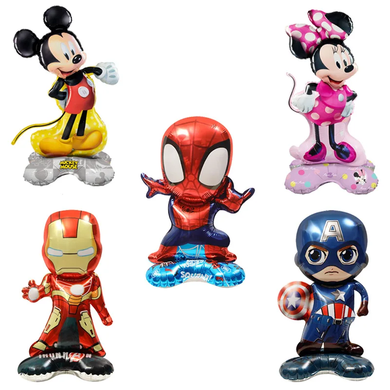 Stehender Mickey Minnie Ballon Spider Man Captain America Thema Geburtstag Party Dekoration Ballon Babyparty Kinderspielzeug