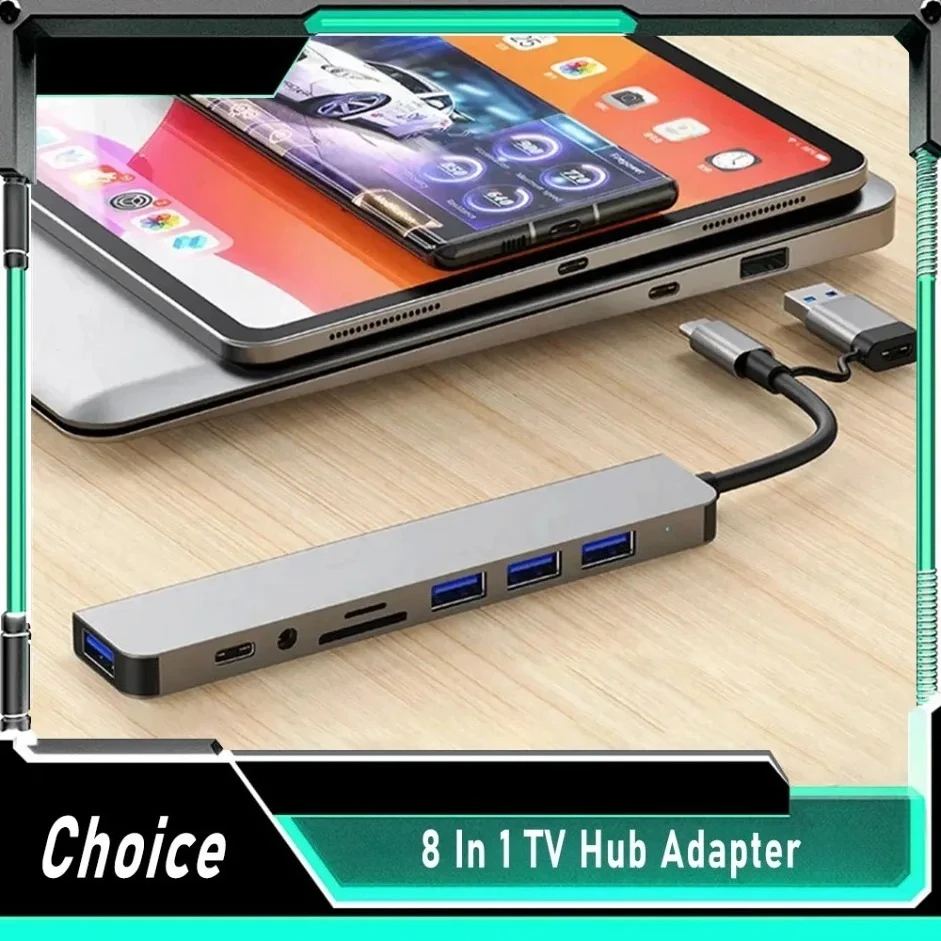 8 In 1 USB C Hub Expander Multiport Adapter Typ C Splitter Dock USB 3 Port Für Xiaomi Telefon tablet Schnelle Datenübertragung Aufladen