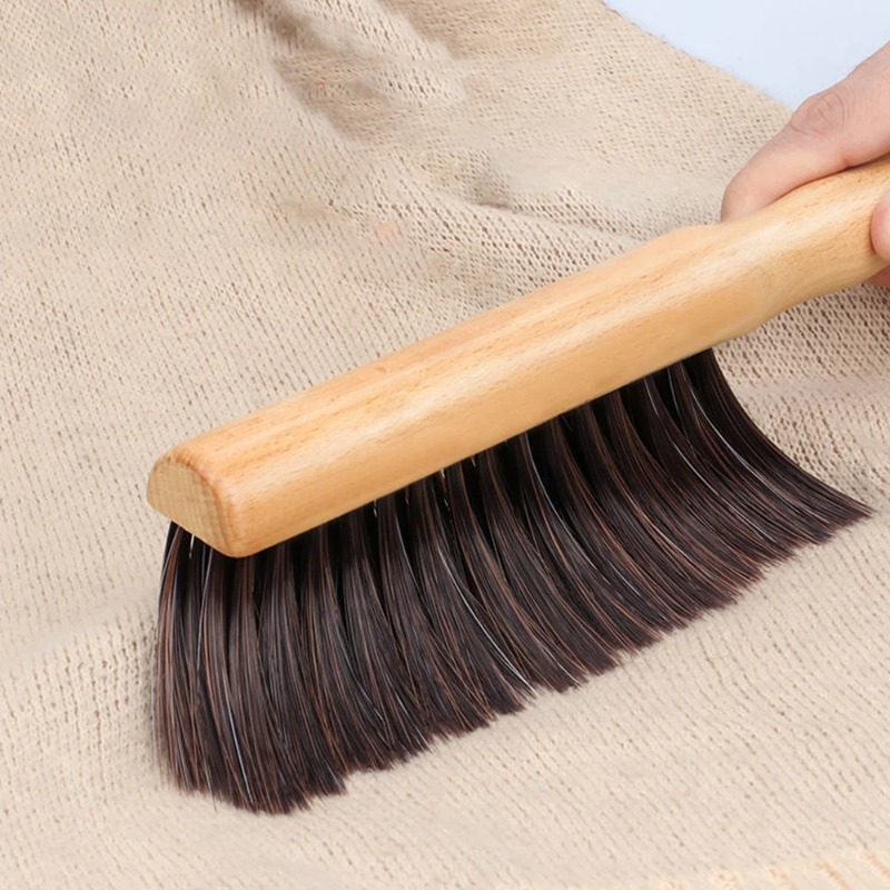 Brosse de lit à Long manche, manche en bois, brosse de balayage de lit en bois massif, brosse à tapis, brosse à poils souples 1 pièce