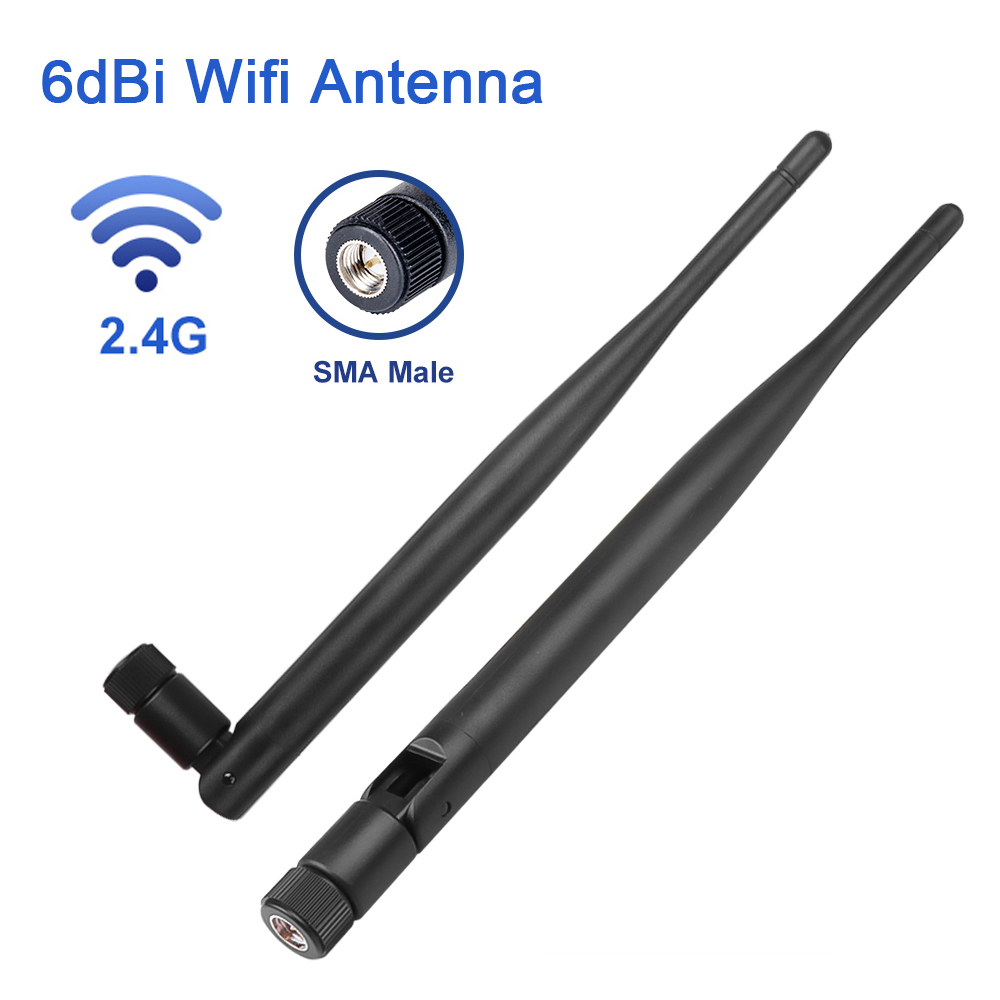 2 psc 2,4 GHz antena WiFi inalámbrica 6dBi SMA conector macho antena WiFi para enrutador tarjeta de red Drone cámara IP Cable Pigtail
