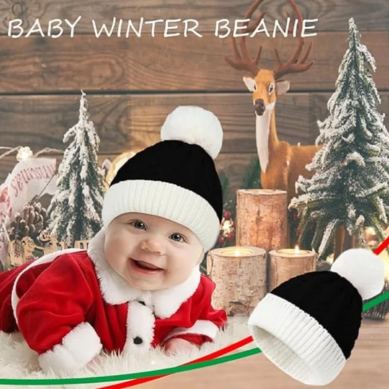 1/2/4set cappello lavorato a maglia con palla di lana per bambini addensato caldo cappello di natale guanti due set di cappello Pullover di lana autunno e inverno