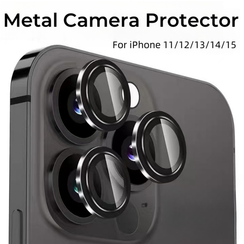 1 세트 금속 카메라 보호대 iPhone 15 16 Pro Max 14 Plus 13 합금 링 렌즈 유리 iphone 15pro 후면 렌즈 캡