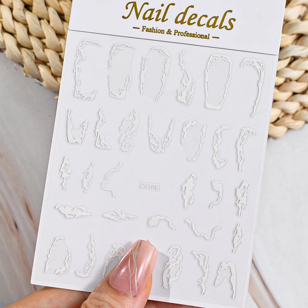 1 ชิ้น 3D โลหะ Silver Line/เปลวไฟสติกเกอร์เล็บ Gold Thorns Vine Curve Stripe Sliders ไม่สม่ําเสมอกรอบกาวเล็บ Decals