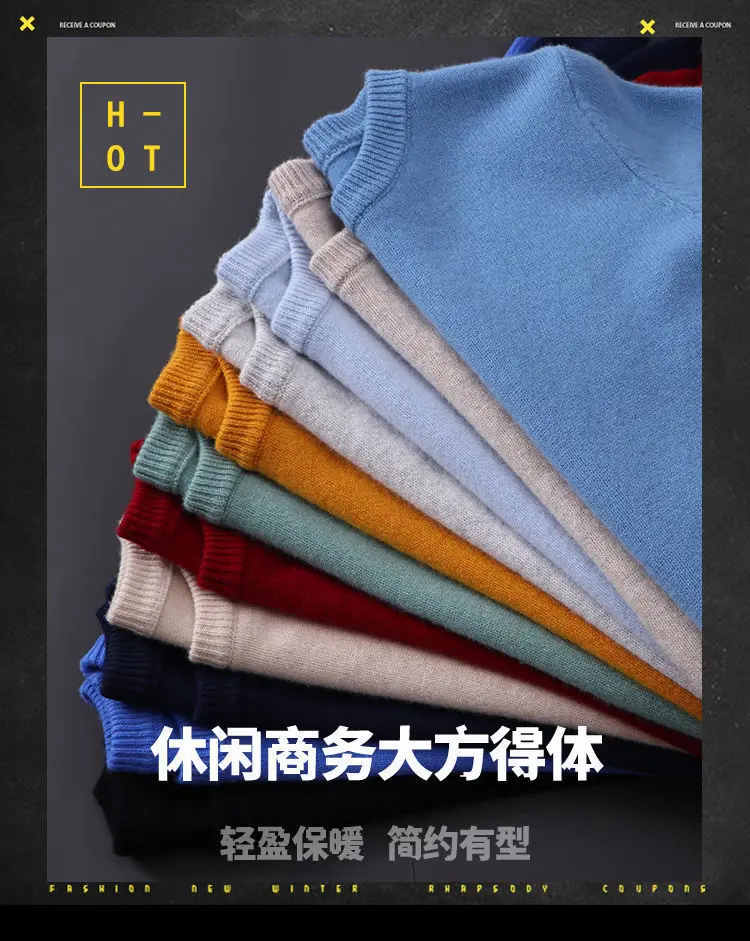 Hot Koop Kasjmier Heren Trui O-hals Gebreide Truien Lange Mouw Mannelijke Trui Zachte Warme Wollen Mode Kleding Big Size